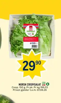 Coop Prix NORSK CRISPISALAT tilbud