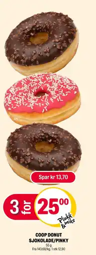 Coop Extra Coop donut sjokolade/pinky tilbud