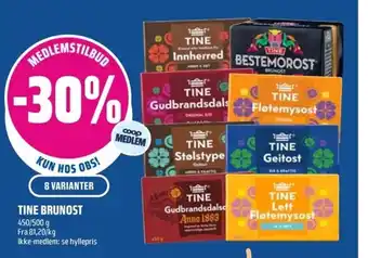 Coop Obs Tine brunost tilbud