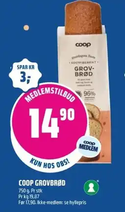 Coop Obs Coop grovbrød tilbud
