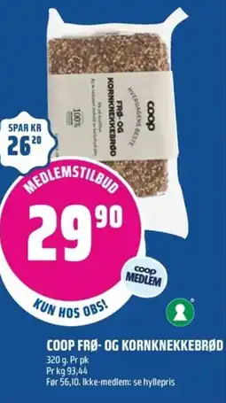Coop Obs Coop frø- og kornknekkebrød tilbud