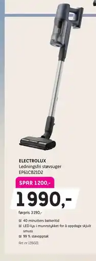 ELON ELECTROLUX Ledningsfri støvsuger EP61CB21D2 tilbud
