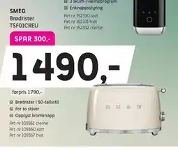 ELON SMEG Brødrister TSF01CREU tilbud