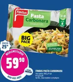 Coop Obs FINDUS PASTA CARBONARA, Medlemspris tilbud