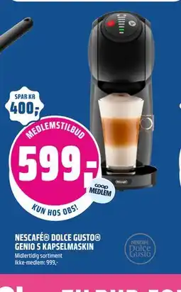 Coop Obs NESCAFÉ DOLCE GUSTO GENIO S KAPSELMASKIN tilbud