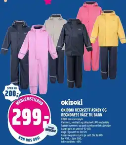 Coop Obs Okidoki regnsett askøy og regndress våge til barn tilbud