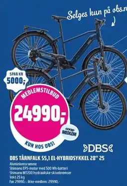 Coop Obs DBS Tårnfalk s5,1 el-hybridsykkel 28" 25 tilbud