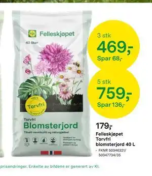 Felleskjøpet Torvfri blomsterjord 40 L