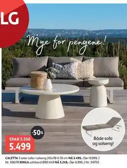 Bohus CALETTA 3 seter sofa / solseng tilbud