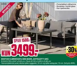 Europris BOSTON HJØRNESOFA MED BORD, ANTRASITT-GRÅ tilbud