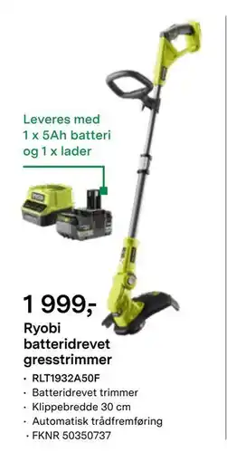 Felleskjøpet Ryobi batteridrevet gresstrimmer tilbud