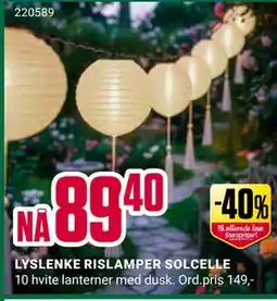 Europris LYSLENKE RISLAMPER SOLCELLE tilbud