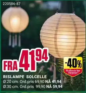 Europris RISLAMPE SOLCELLE tilbud