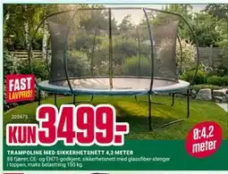 Europris TRAMPOLINE MED SIKKERHETSNETT 4,2 METER tilbud