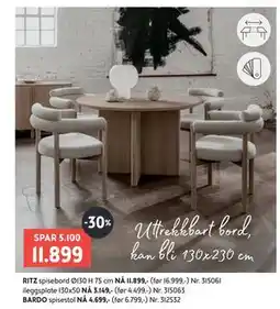 Bohus RITZ. spisebord tilbud