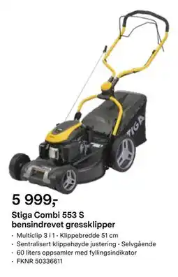 Felleskjøpet Stiga Combi 553 S bensindrevet gressklipper tilbud