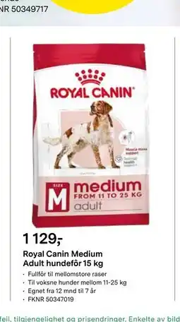 Felleskjøpet Royal Canin Medium Adult hundefôr 15 kg tilbud