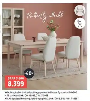 Bohus WOLIN spisebord tilbud