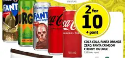 Bunnpris Coca-Cola, Fanta Orange zero, Fanta Crimson cherry og Urge tilbud