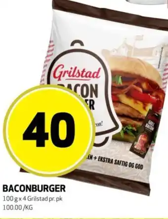 Bunnpris Grilstad Baconburger tilbud