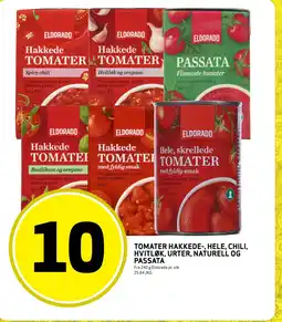 Bunnpris ELDORADO Tomater hakkede-, hele, chili, hvitløk, urter, naturell og passata tilbud