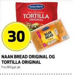 Bunnpris Santa Maria Naan bread original og tortilla original tilbud