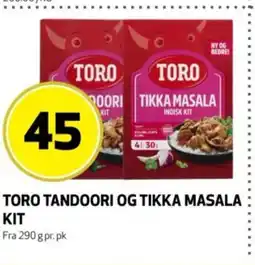 Bunnpris Toro Tandoori og tikka masala kit tilbud