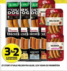 Bunnpris Et stort utvalg pølser fra Gilde, Leiv Vidar og Finsbråten tilbud