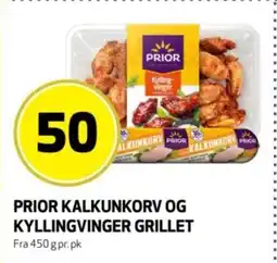 Bunnpris Prior kalkunkorv og kyllingvinger grillet tilbud