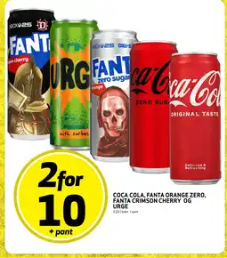 Bunnpris Coca-Cola, Fanta Orange zero, Fanta Crimson cherry og Urge tilbud