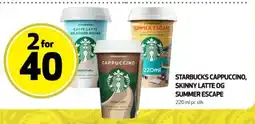 Bunnpris Starbucks Cappuccino, skinny latte og summer escape tilbud