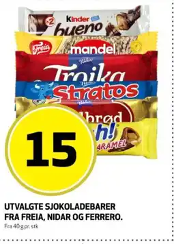 Bunnpris Utvalgte sjokoladebarer fra Freia, Nidar og Ferrero tilbud