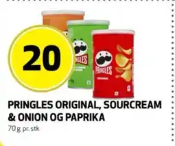 Bunnpris Pringles original, sourcream & onion og paprika tilbud