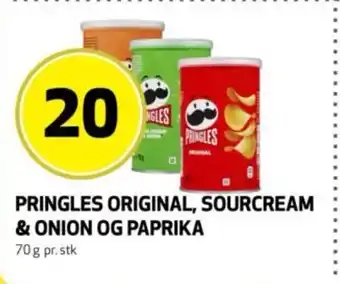 Bunnpris Pringles original, sourcream & onion og paprika tilbud