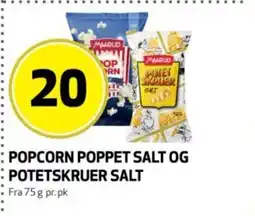 Bunnpris MAARUD Popcorn poppet salt og potetskruer salt tilbud