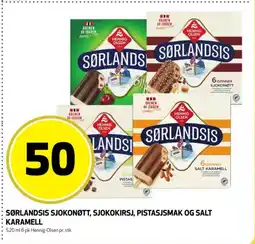 Bunnpris Hennig-Olsen Sørlandsis sjokonøtt, sjokokirsj, pistasjsmak og salt karamell tilbud