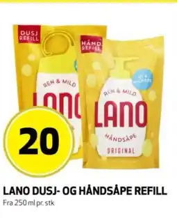 Bunnpris Lano dusj- og håndsåpe refill tilbud