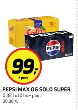 Bunnpris Pepsi max og Solo super tilbud