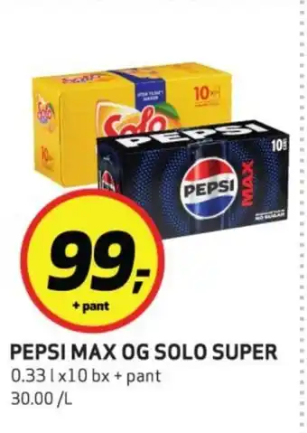 Bunnpris Pepsi max og Solo super tilbud