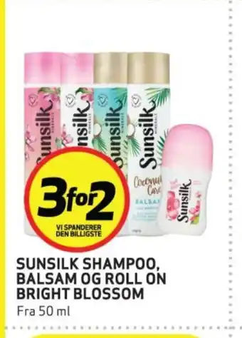 Bunnpris Sunsilk shampoo, balsam og roll on bright blossom tilbud