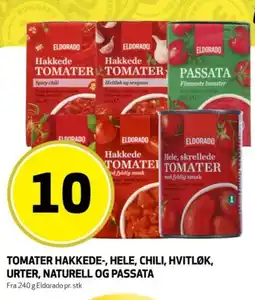 Bunnpris ELDORADO Tomater hakkede-, hele, chili, hvitløk, urter, naturell og passata tilbud