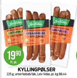 Kiwi Leiv Vidar Kyllingpølser tilbud