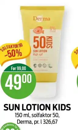 Kiwi Derma Sun lotion kids tilbud