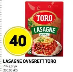 Bunnpris LASAGNE OVNSRETT TORO tilbud