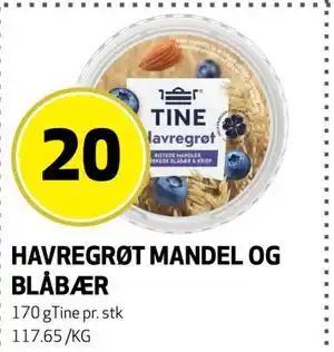 Bunnpris HAVREGRØT MANDEL OG BLÅBÆR tilbud