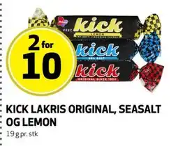 Bunnpris KICK LAKRIS ORIGINAL, SEASALT OG LEMON tilbud
