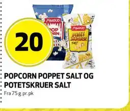 Bunnpris POPCORN POPPET SALT OG POTETSKRUER SALT tilbud