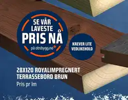Coop Obs 28x120 royalimpregnert terrassebord brun tilbud