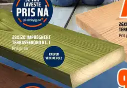 Coop Obs 28x120 impregnert terrassebord kl. 1 tilbud