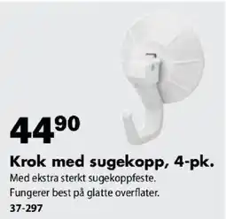Biltema Krok med sugekopp, 4-pk. tilbud